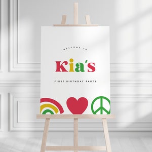 One Love Birthday Welcome Sign Rastafari Birthday Bob Marley Party Peace Love Reggae Birthday Editable Template INSTANT DOWNLOAD