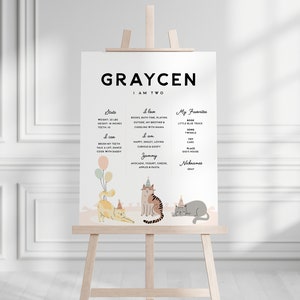 Cat Birthday Milestone Board Template Kitty Cat Birthday Party Girl Cat Party Editable Corjl Template INSTANT DOWNLOAD