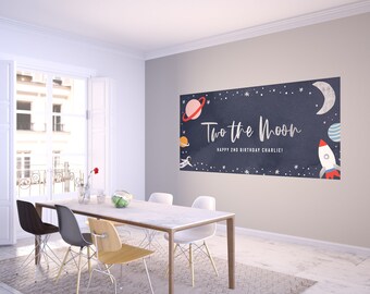 Two the Moon Backdrop: Space Birthday Party Decor (INSTANT DOWNLOAD)