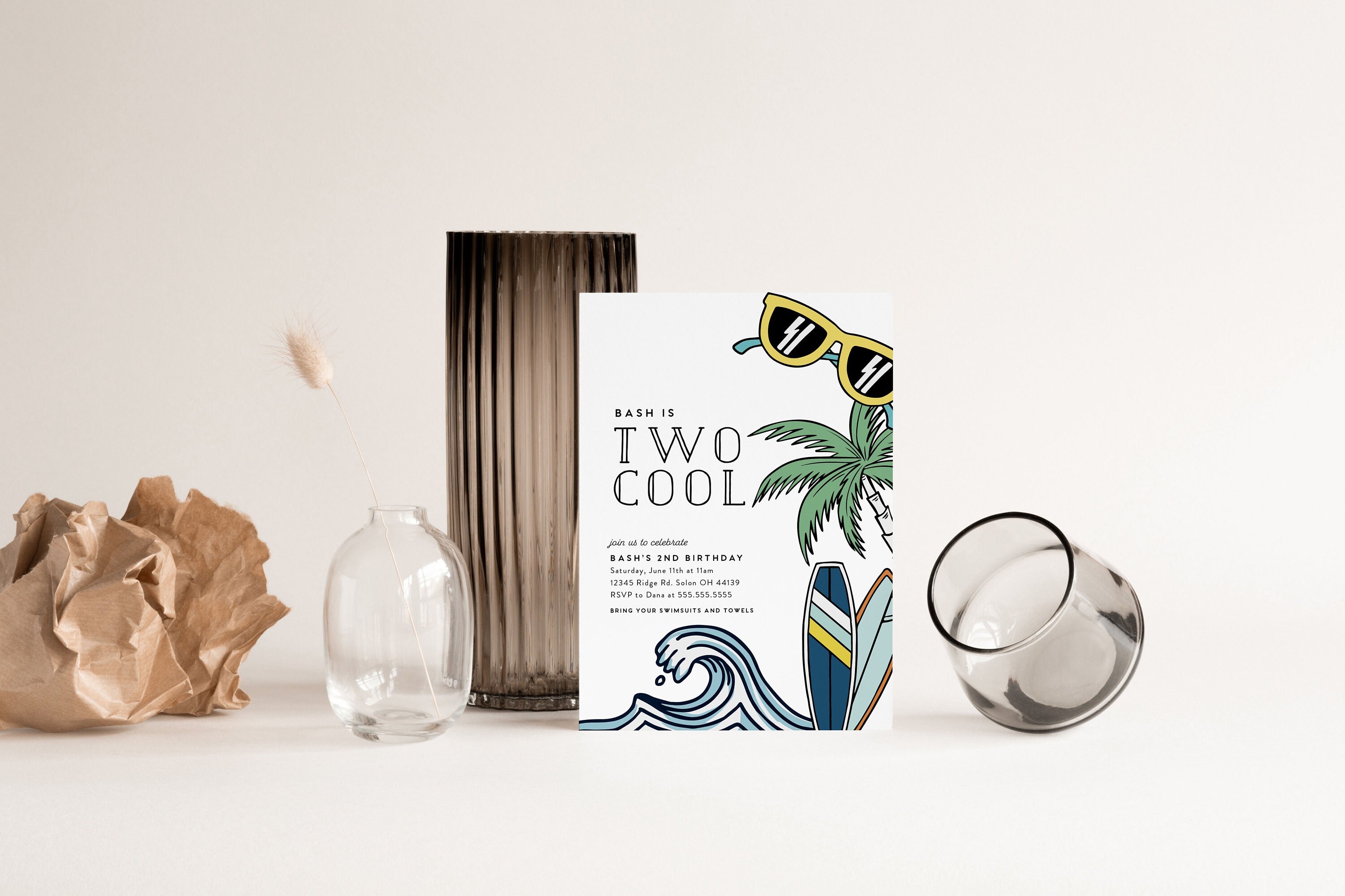 Two Cool Birthday Invitation Boy Second Birthday Invitation Modern Two Cool Invitation Editable Invitation INSTANT DOWNLOAD