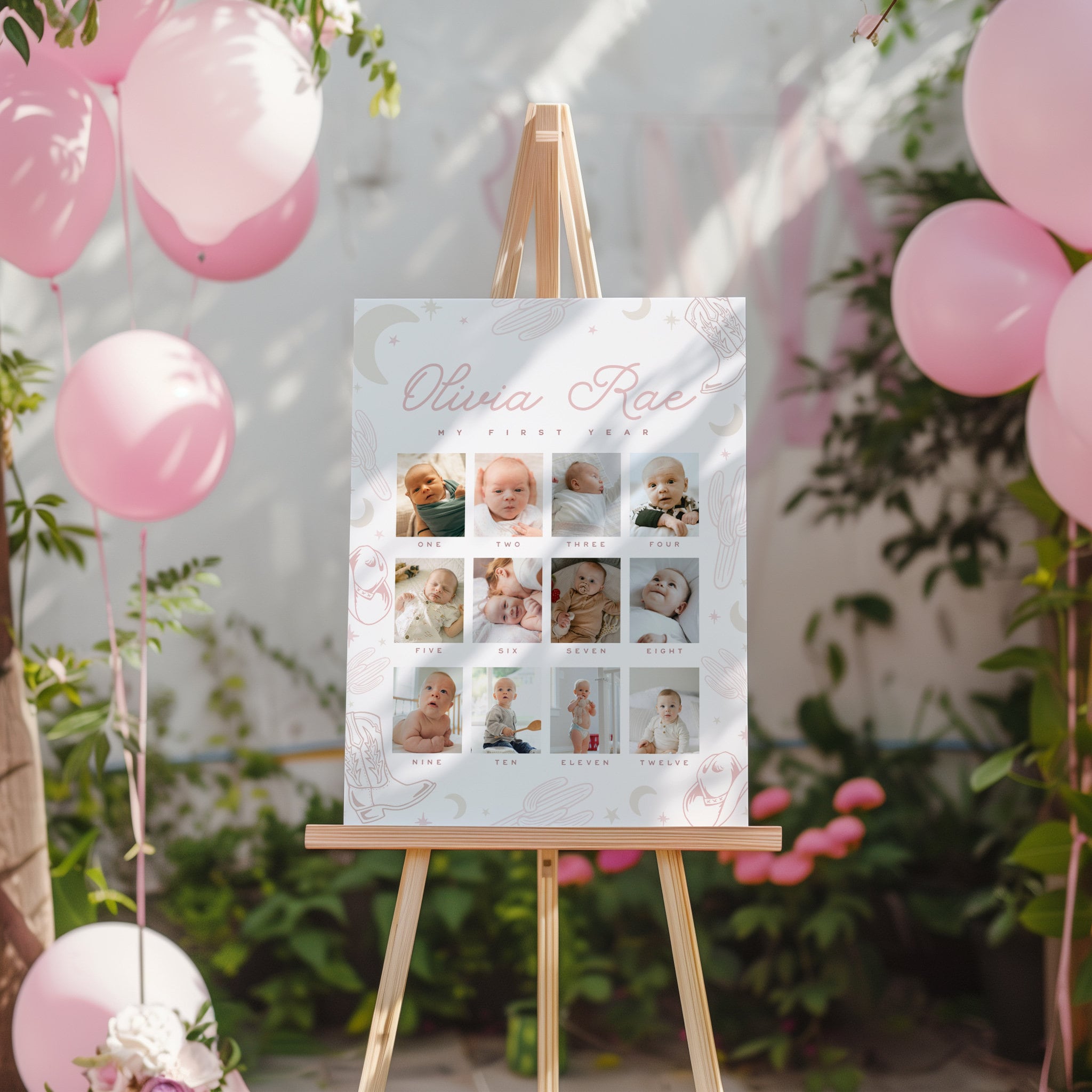 Rodeo Photo Board Template Cowgirl Birthday Party Wild West Cowgirl 1st Rodeo Southwestern Ranch Editable Instant Download