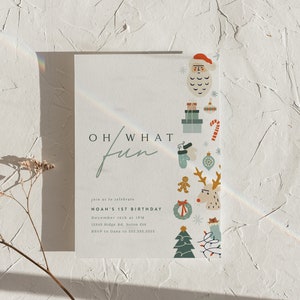 Christmas Birthday Invitation: Modern Holiday Party (Editable Digital Template)