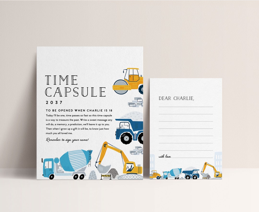 Buy Construction Birthday Time Capsule, Construction Site, Excavator ...
