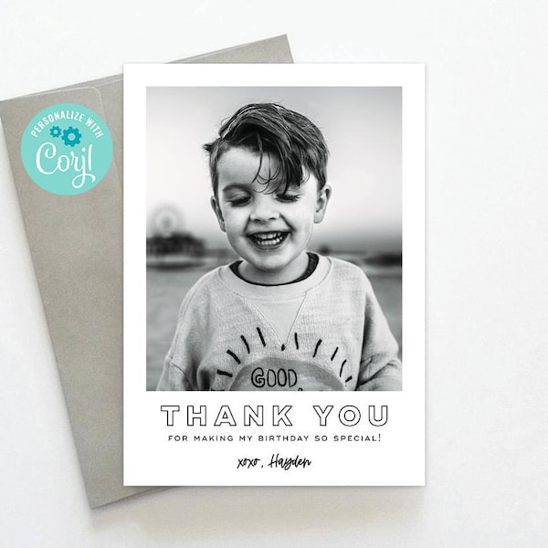 Bedankkaart verjaardagsfoto: 5 x 7 (directe download)