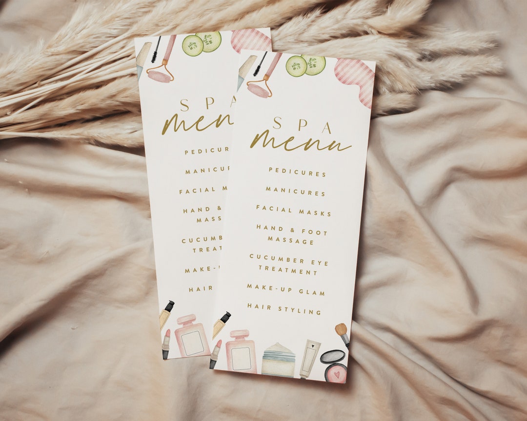 Spa Party Menu Spa Birthday Party Sticker Glam Makeup Slumber Party