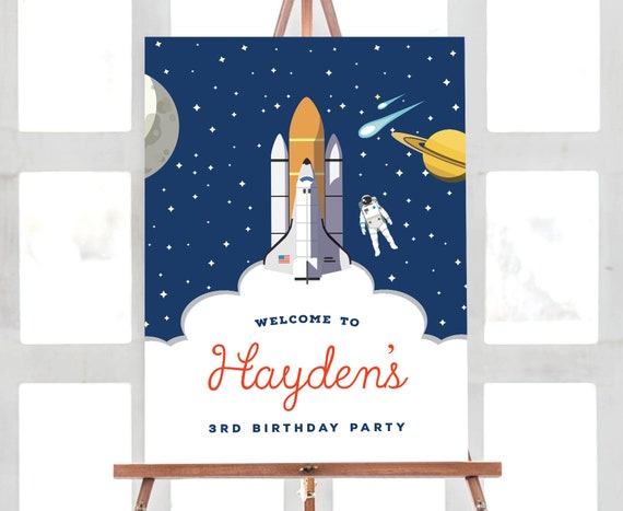 Space Birthday Welcome Sign Space Rocket Welcome Space - Etsy