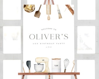 Chef Birthday Welcome Sign: Cooking Party Decor (Digital File)