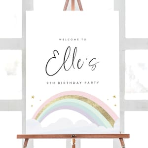Cloud Nine Birthday Welcome Sign, Cloud 9, Cloud, Rainbow Party Decorations, Editable Template, INSTANT DOWNLOAD