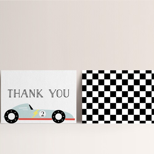 Racing Thank You Card Editable Template Vintage Race Car - Etsy