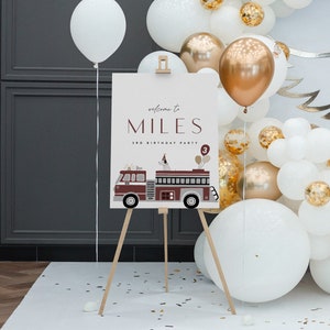 Fire Truck Birthday Welcome Sign Template (Digital Download)