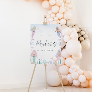 Mermaid Welcome Sign Template Mermaid Birthday Party Little Mermaid Under the Sea Editable Welcome Sign INSTANT DOWNLOAD