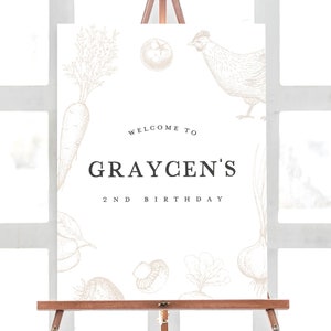 Farmer&#39;s Market Birthday Welcome Sign, Minimalistic Farmer&#39;s Market, Farmer&#39;s Market Party Templates, Editable INSTANT DOWNLOAD