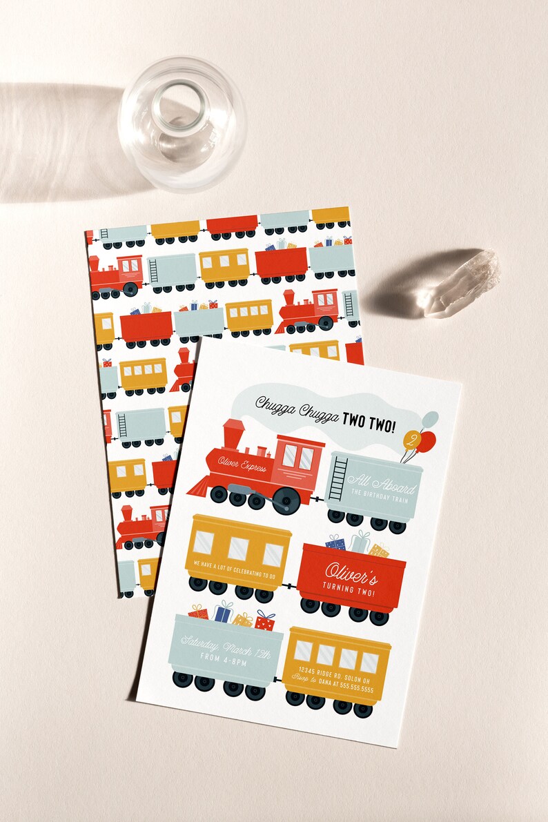 Editable Train Favor Tags Modern Train Favor Tag Two 2nd | Etsy
