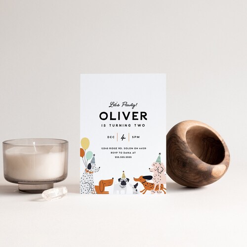 Dog Birthday Invitation, Puppy Pawty Invitation, Dog Theme Birthday Invite, Pawty Birthday Invitation, Editable Invitation, INSTANT DOWNLOAD