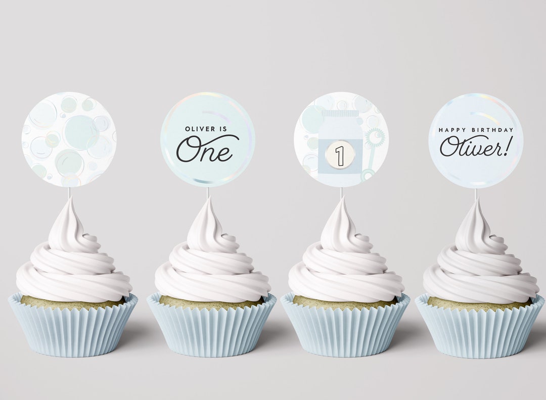 Bubbles Cupcake Toppers Template Pastel Bubbles Boy Birthday Summer