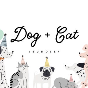 Dog and Cat Birthday Party Bundle: Editable Puppy Kitty Theme (Digital Download)