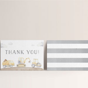 Construction Trucks Thank You Card, Trucks Thank You Card,  Dump Truck Birthday, Construction Thank You Card,  INSTANT DOWNLOAD