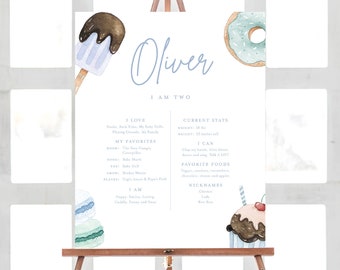 Sweet One Milestone Board: Donut Stat Poster (INSTANT DOWNLOAD)