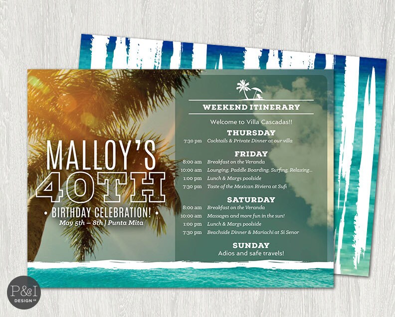 40th Beach Bash Birthday Weekend Itinerary Destination | Etsy