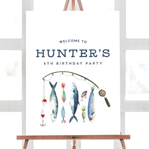 Fishing Birthday Welcome Sign, O-fish-ally, The Big ONE, Fishing Party, Editable Sign, INSTANT DOWNLOAD