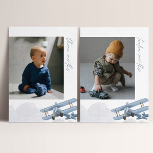 Airplane Birthday Photo Banner, Modern Plane Design, Vintage Airplane, Aviation, Editable Template, INSTANT DOWNLOAD