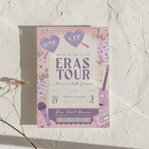 Taylor Eras Tour Geburtstagseinladung, Geburtstag Eras Party Ticket einladen, Mädchen-Geburtstags-Einladung, bearbeitbare Vorlage Sofort-Download