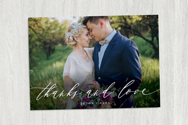 Wedding Thank You Card Thanks and Love Photo Thank You Card Printable Digital Customized File 5x7