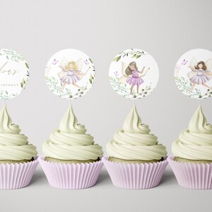 Fairy Garden-cupcaketoppers: bewerkbaar verjaardagsfeestje (INSTANT DOWNLOAD)