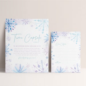 Modern Winter Birthday Time Capsule, Winter Wonderland, Winter Princess, Party Decorations, Editable Template, INSTANT DOWNLOAD