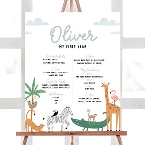 Wild One Geburtstag Meilenstein Board, Junge Erster Geburtstag, Safari Wild One, One Wild Year, Dschungel Tiere, INSTANT DOWNLOAD
