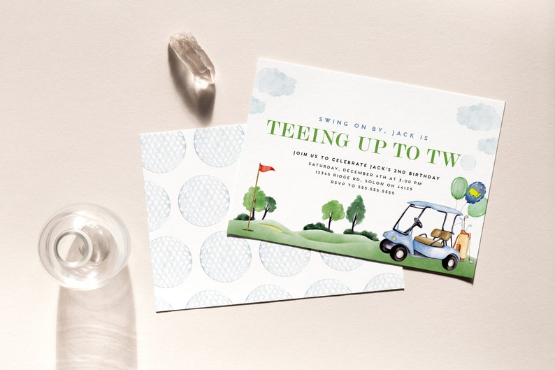 Golf 2nd Birthday Invitation, 2nd Birthday Masters Golf Invitation, EDITABLE invitation, INSTANT DOWNLOAD image 2