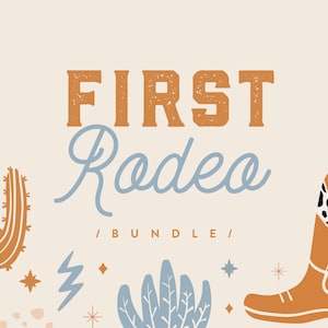 First Rodeo Bundle, Boy First Birthday, Western Rodeo Party Package,  Editable Digital Corjl Templates, Instant Download
