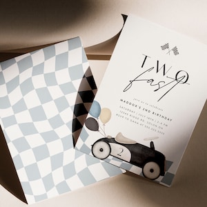 Two Fast Birthday Invitation Race Car 2nd Birthday Invite Race Car Party Vintage Editable Printable Digital Template INSTANT DOWNLOAD