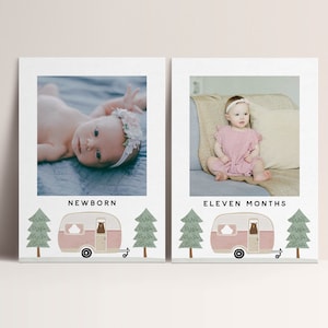 Happy Camper Birthday Photo Banner: Girl First Birthday (Editable Template, Instant Download)