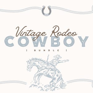 Rodeo Cowboy Birthday Bundle, Vintage Cowboy First Rodeo Bundle, Wild West Party Package, Editable Template, Instant Download