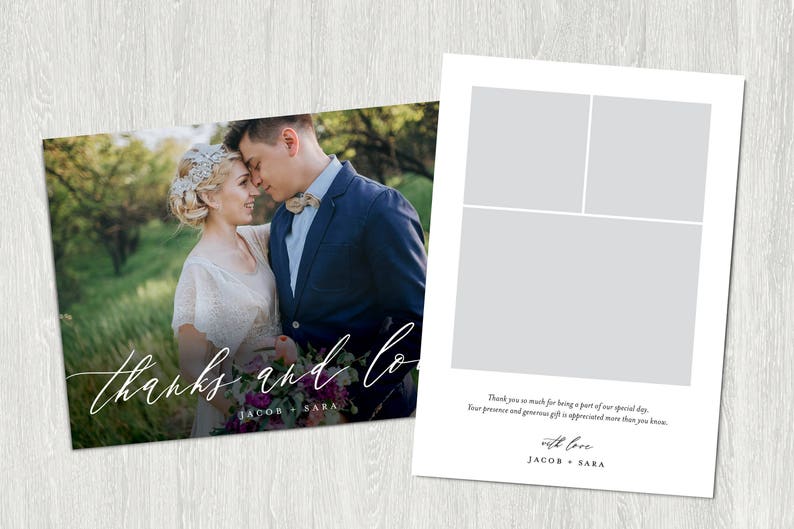 Wedding Thank You Card Thanks and Love Photo Thank You Card Printable Digital Customized File 5x7