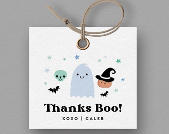 Blue Ghost Halloween Birthday Favor Tag (Instant Download)