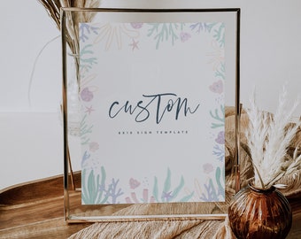 Sea Shell Birthday Sign Template: Editable Party Decor (Digital Download)