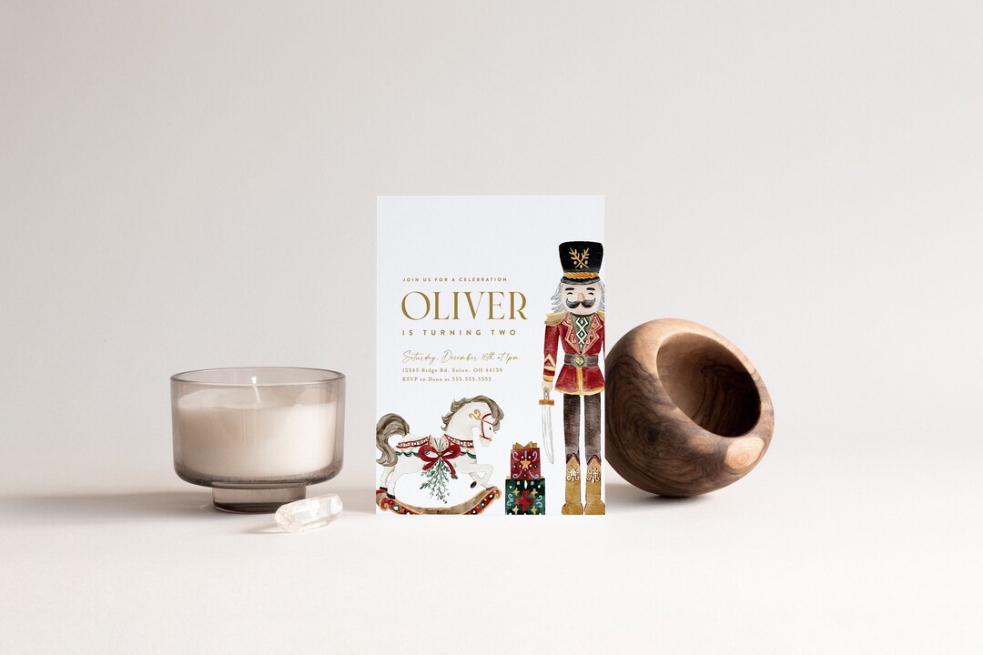 Nutcracker Birthday Party Invitation, Christmas Party, Modern Holiday ...