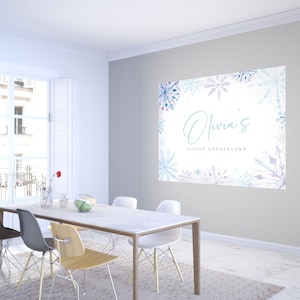 Winter-Geburtstags-Hintergrund, Winter-Wunderland, Winter-Prinzessin, Party-Dekorationen, bearbeitbare Vorlage, INSTANT DOWNLOAD
