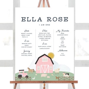 Editable Farm Milestone Board, Modern Farm, Tractor, Farm Animals, Farm Girl Birthday,  INSTANT DOWNLOAD
