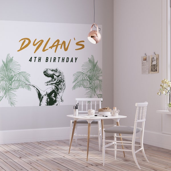 T-Rex Dinosaur Birthday Backdrop: Personalized Party Banner (Instant Download)