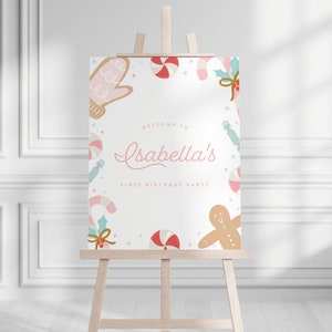 Christmas Sweets Birthday Welcome Sign: Pastel Candy (Instant Download)