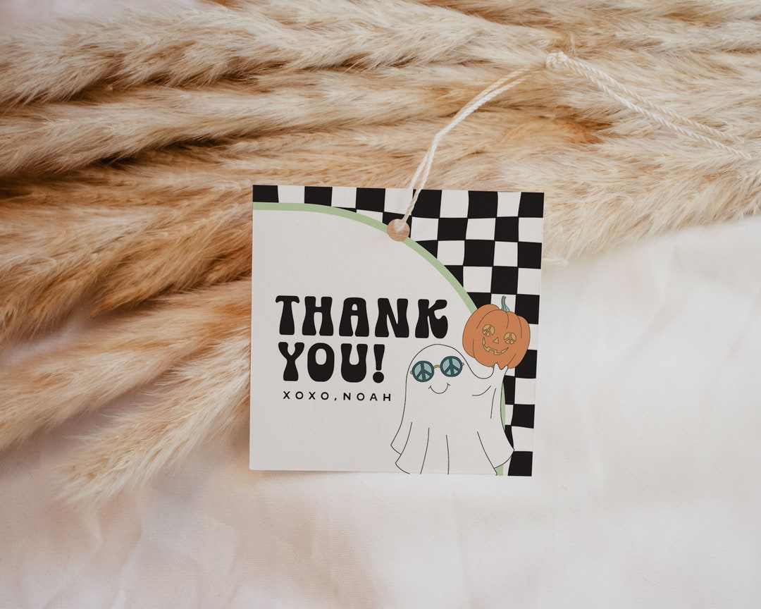 Retro Spooky Birthday Favor Tag Template: Halloween Party Thank You ...