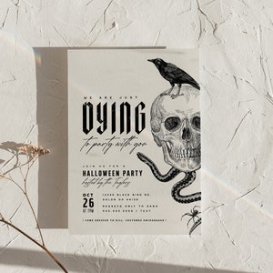 Modello di invito per la festa di Halloween con teschio vintage (download digitale)