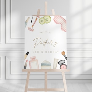 Spa Birthday Welcome Sign: Glam Makeup Party Decor (Digital Template)