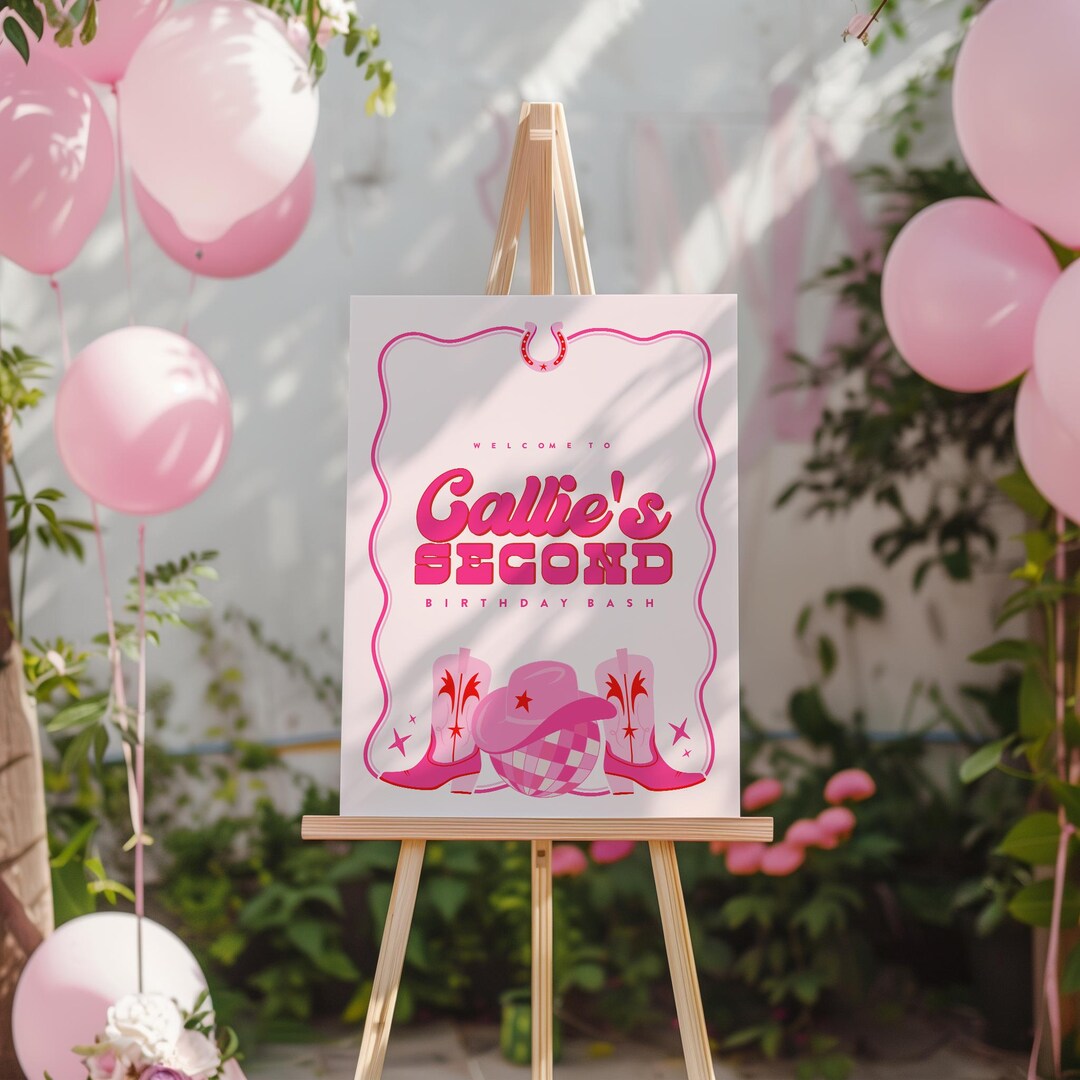 Disco Cowgirl Welcome Sign Template, Girl Rodeo Birthday Welcome Sign ...