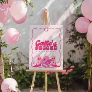 Disco Cowgirl Welcome Sign Template, Girl Rodeo Birthday Welcome Sign, Pink Disco Cowgirl Party Printable, Editable Instant Download