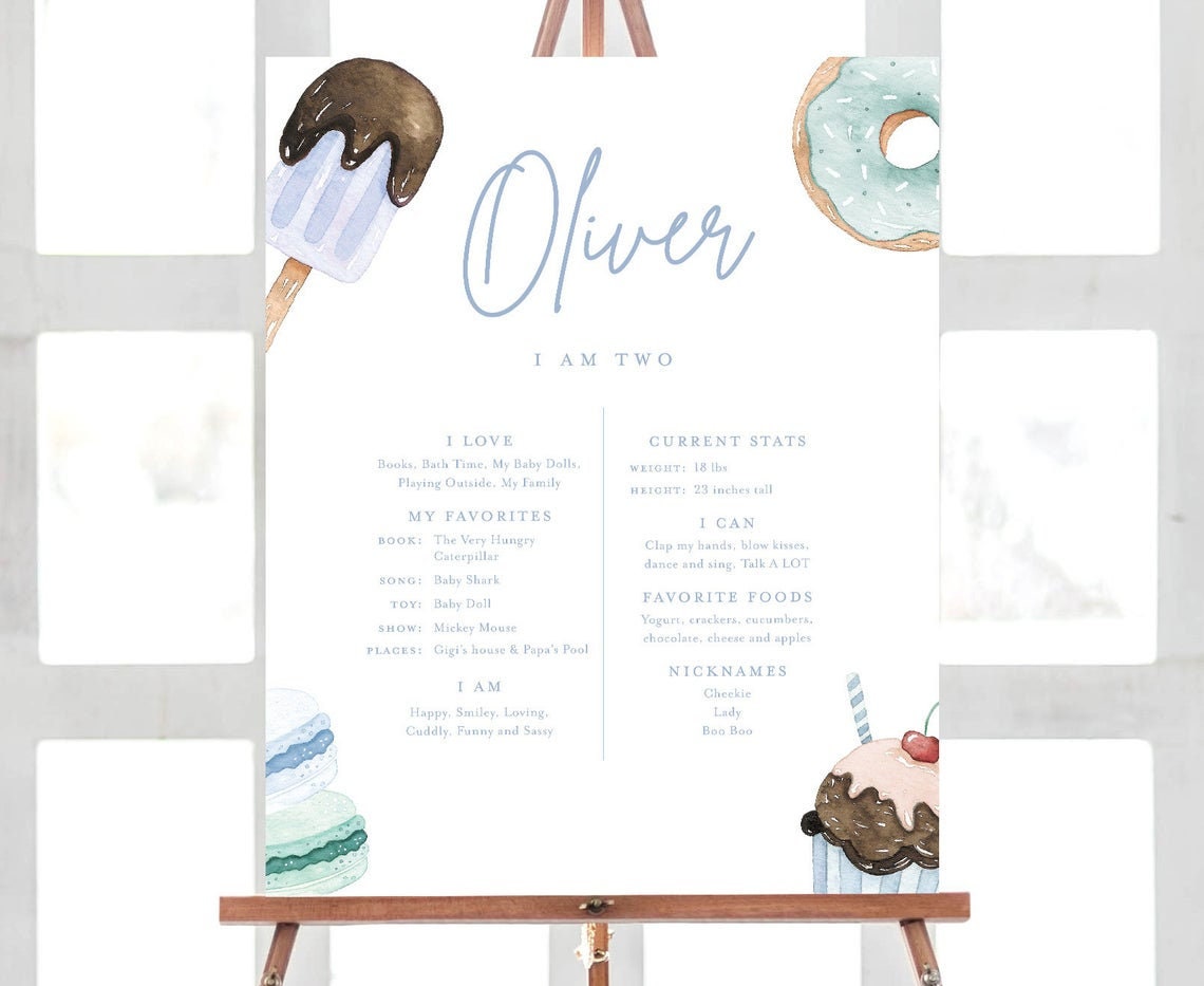 "Two Sweet" Donut Birthday Banner - Pastel Ice Cream Party Decor For 2nd Birthday Celebrations