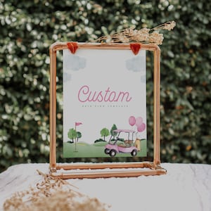 Girl Golf Birthday Sign Template: Pink Hole-in-One Party (Digital Download)